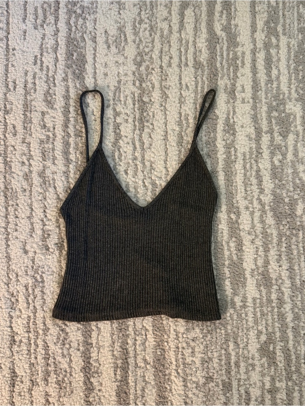 Brandy Melville Charcoal Ribbed V-Neck Cami Top - Women